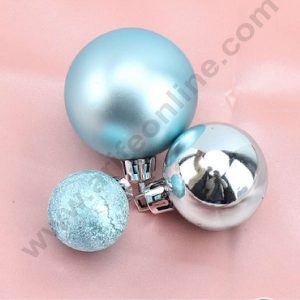 CAKE DECOR™ 3 Piece Blue Faux Ball Toppers For Cake and Cupcake Decoration - (3pcs Pack)