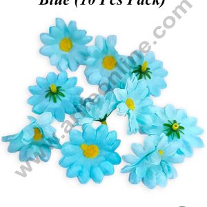CAKE DECOR™ Blue Mini Daisy Artificial Flower For Cake Decoration ( 10 pcs pack )