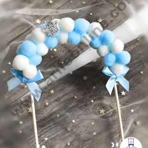 CAKE DECORβ’ Blue White Soft Balls Cloud Arch Cake Topper Cake Decoration (SB-Arch-BW)
