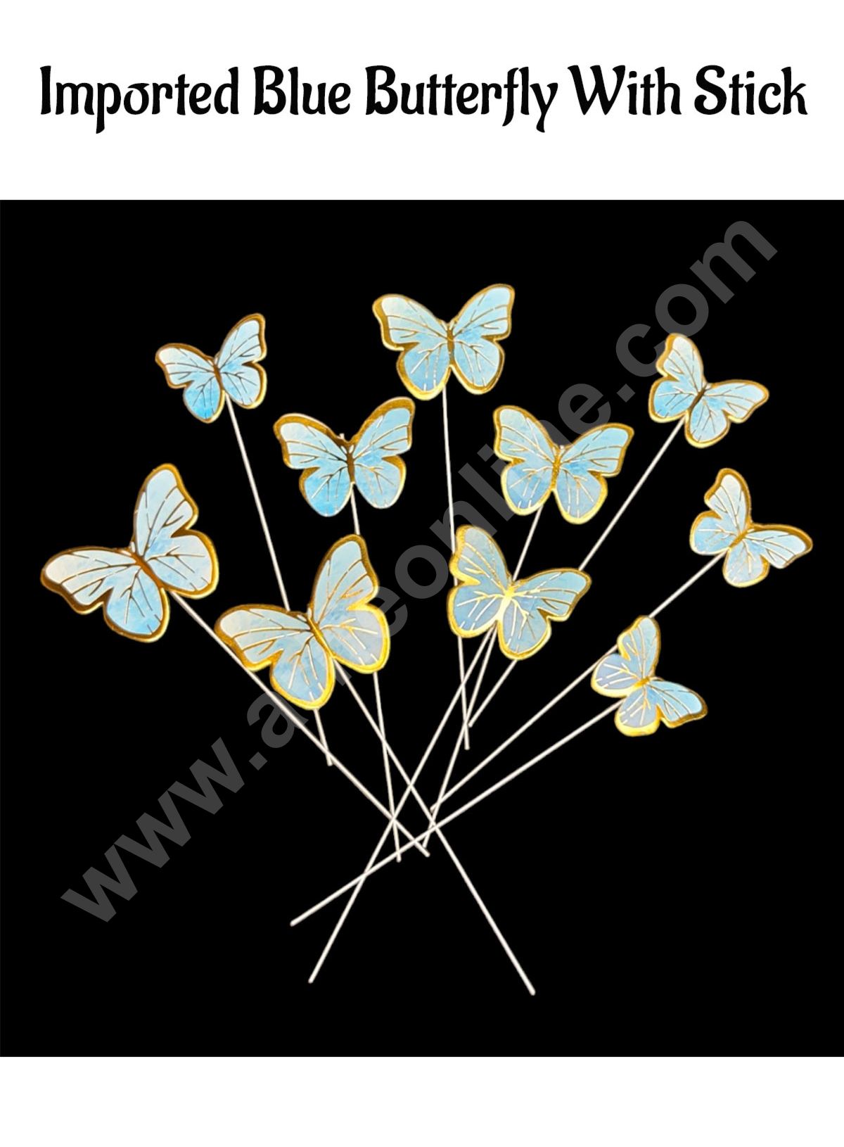 CAKE DECORβ’ Imported Blue Butterfly With Stick Paper Topper for Cake & Cupcake Decoration (SBMT-PT-IMP-017)