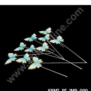 CAKE DECOR™  Imported Blue Dotted Butterfly With Stick Paper Topper for Cake & Cupcake Decoration (SBMT-PT-IMP-020)