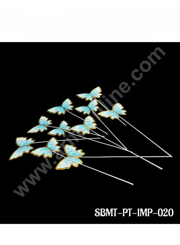 CAKE DECORβ’ Imported Blue Dotted Butterfly With Stick Paper Topper for Cake & Cupcake Decoration (SBMT-PT-IMP-020)