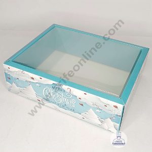 CAKE DECORβ’ Snowy Christmas Theme Hamper Box with Transparent Lid | Gift Box | Present Box - (1 Pcs)