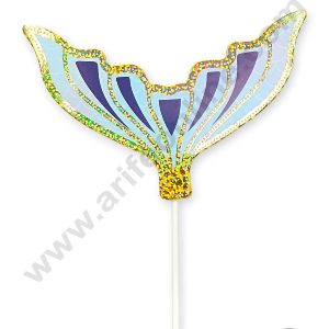 CAKE DECOR™ Blue Mermaid Tail with Sparkle Border Paper Cake Topper (SBPT-MT-Blue)