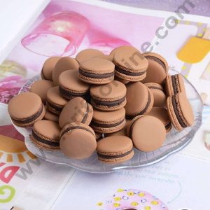 CAKE DECOR™ Mini Macaroons Resin Charms For Cake & Cupcake Decoration Toppers - Brown ( 10 Pcs Pack )