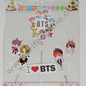 CAKE DECOR™ 6 pcs BTS Theme Paper Topper For Cake And Cupcake