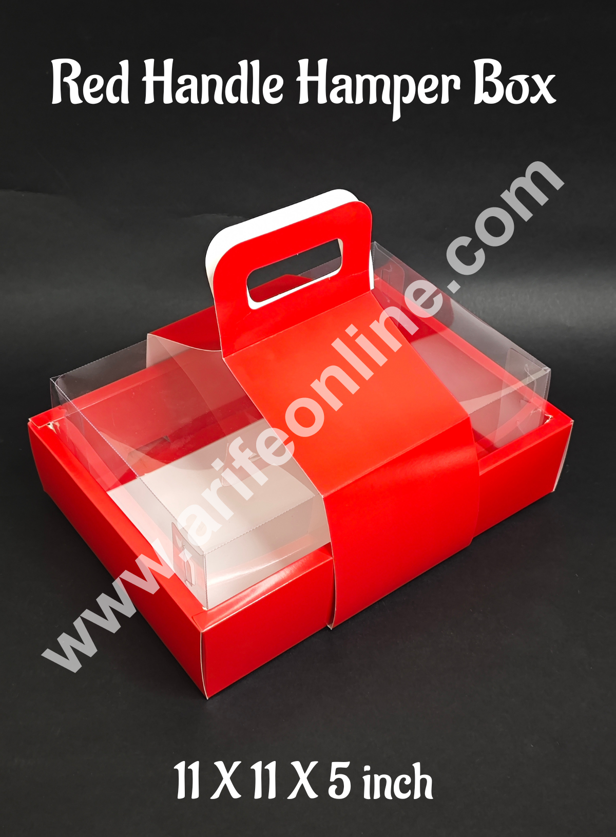 CAKE DECORβ’ Valentine Theme Red Handle Hamper Box With Transparent Lid | Gift Box | Gift Bag With Handle (1 Pc Pack)