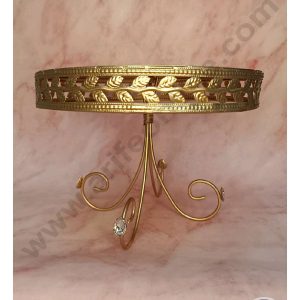 CAKE DECOR™ 4 Legs Long Metal Fancy Cake Display Stand & Cup Cake Stand with Leafy Border - Gold (SBCS-1001)