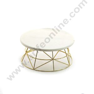 CAKE DECORβ’ Marble Top Metal Fancy Cake Display Stand & Cup Cake Stand - White (SBCS-1011)