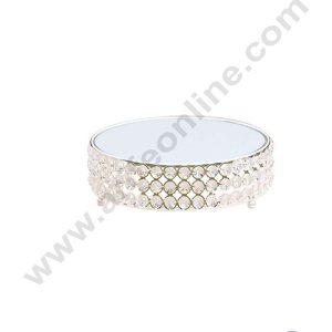 CAKE DECORβ’ Mirror Crystal Metal Fancy Cake Display Stand & Cup Cake Stand - Silver & Mirror (SBCS-1003)