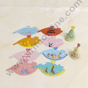 CAKE DECOR™ 10 Pcs Mini Birthday Cap Paper Topper For Cake And Cupcake Decoration