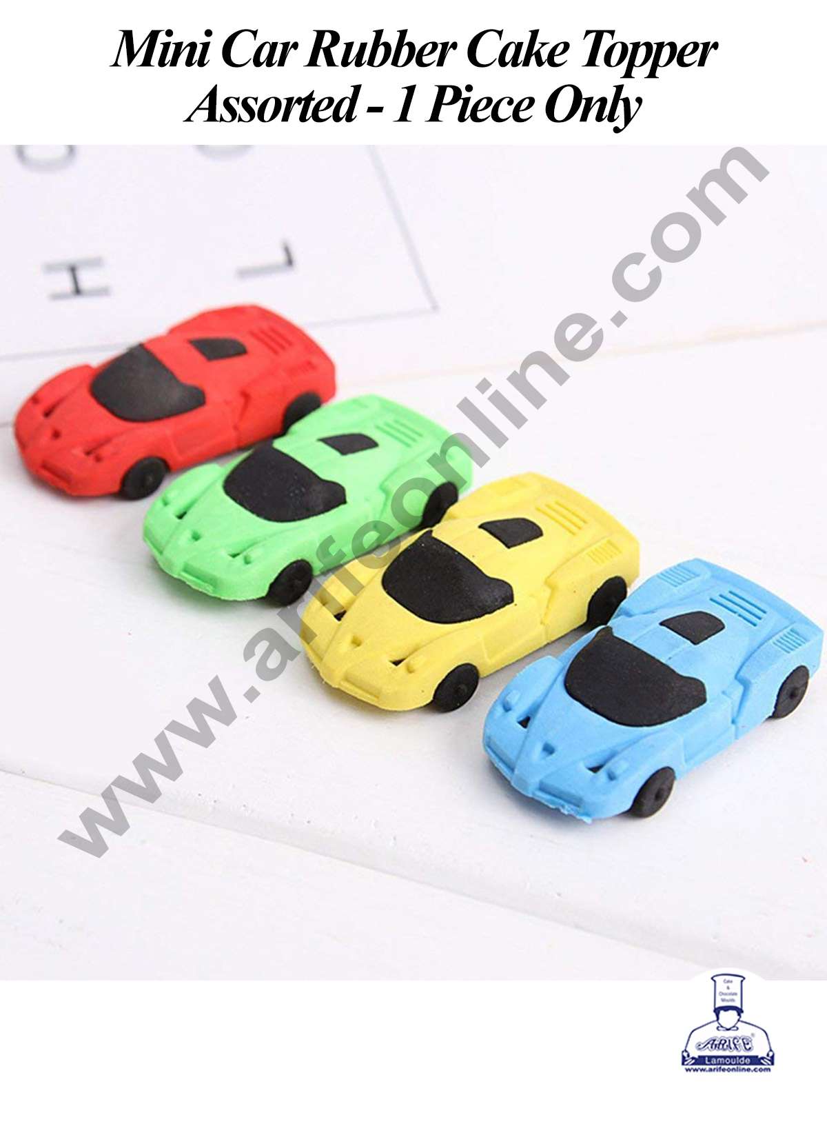CAKE DECORβ’ 1 Piece Mini Car Rubber Cake Topper - Assorted (SBT-R-009)