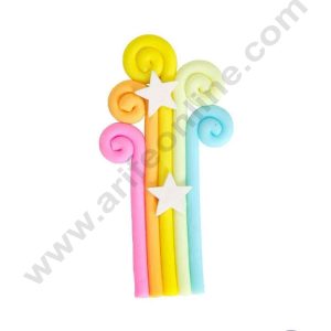 CAKE DECOR™ 1 Pieces Multi Colour Rainbow Star Cake Toppers (SBRainbow-008) - Medium