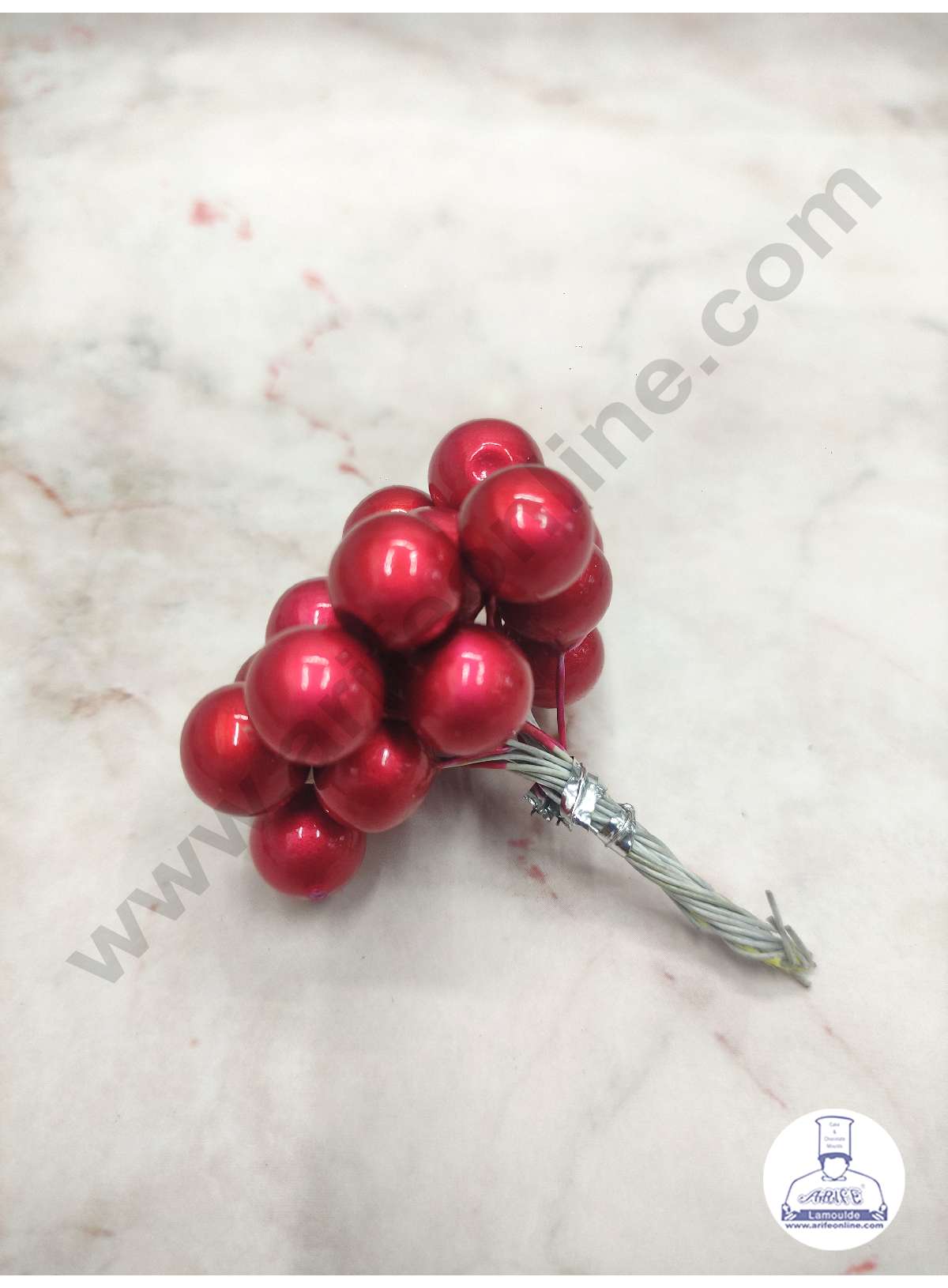 CAKE DECORβ’ Cherry Pearl Faux Ball Toppers For Cake and Cupcake Decoration - (20pcs Pack)