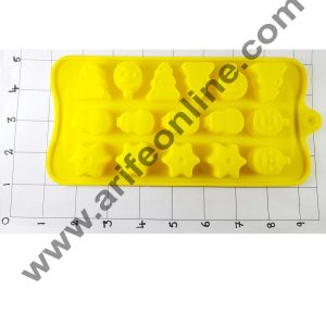 Cake Decor Silicon 15 Cavity Christmas Stars and Tree Design Brown Chocolate Mould, Ice Mould, Chocolate Decorating Mould