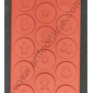 Cake Decor 14-Cavity Christmas Star, Tree, Bell  Garnishing Chocolate Silicone Mould
