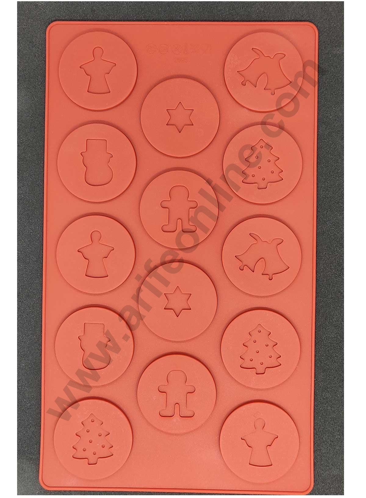 Cake Decor 14-Cavity Christmas Star, Tree, Bell Garnishing Chocolate Silicone Mould