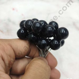 CAKE DECOR™ Coal Black Pearl Faux Ball Toppers For Cake and Cupcake Decoration - (20pcs Pack)