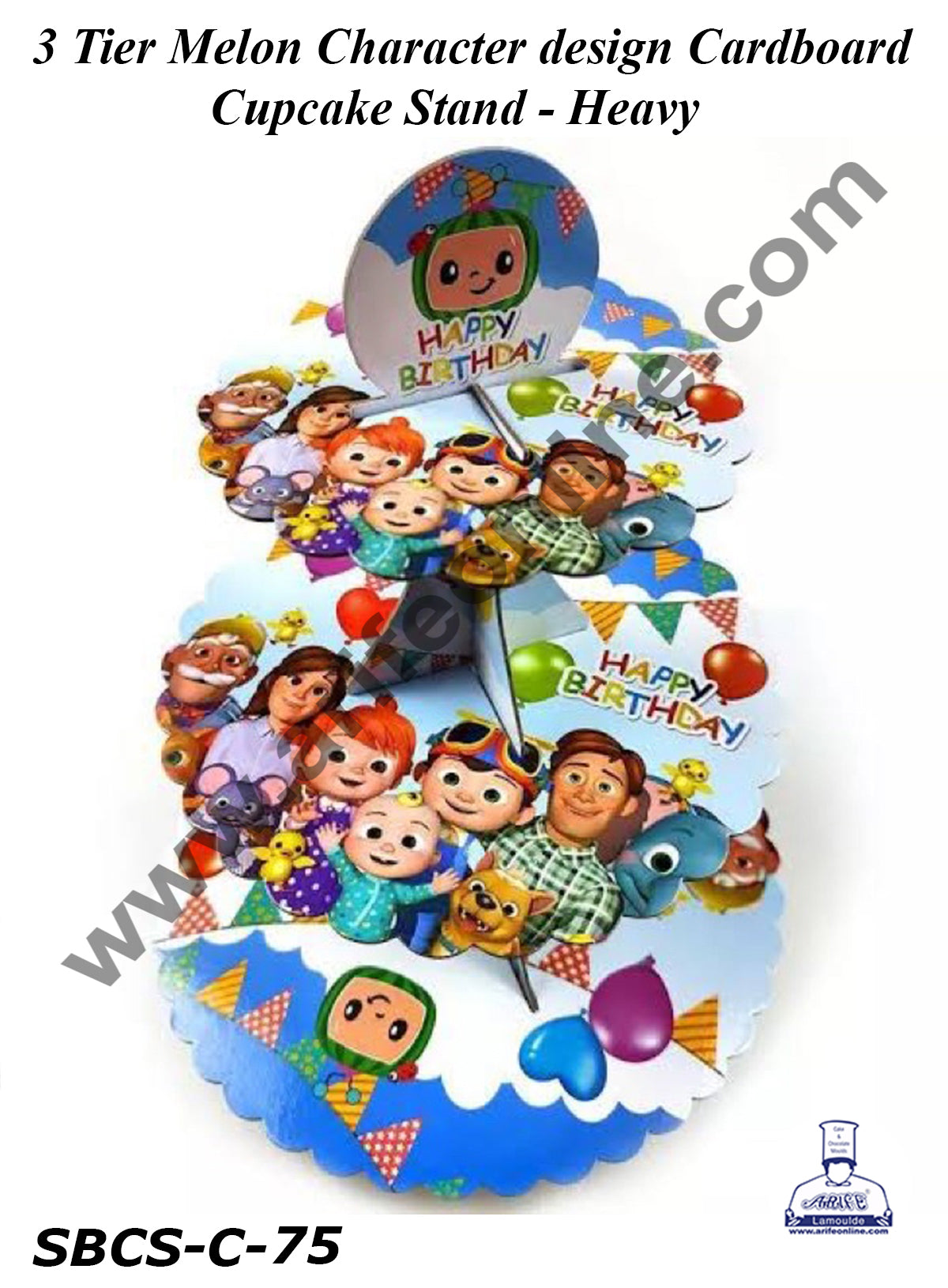 CAKE DECOR™ 3 Tier Melon Character design Cardboard Cupcake Stand - Heavy