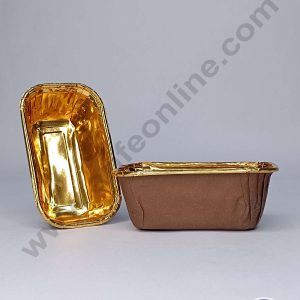 CAKE DECORβ’ 10 Pcs Small Golden Foil Coated Coffee Brown Paper Bake and Serve Plum Cake Mold