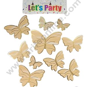 CAKE DECORβ’ 10 Pcs "Let's Party" Cream Butterfly Paper Cake Toppers | Cupcake Decorations