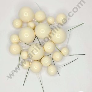 CAKE DECOR™ Cream Color Faux Balls Topper For Cake and Cupcake Decoration - 20 pcs Pack ( SB-Cream-20 )