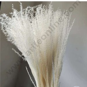 CAKE DECOR™ Cream Color Preserved Dried Pampas Grass For Cake Decoration Bouquet Wedding Party Centerpieces Decorative – Cream (15 Sticks)