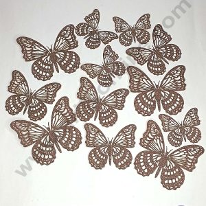 CAKE DECORβ’ 12 pcs Glitter Dark Brown Imported Butterfly Paper Topper For Cake And Cupcake
