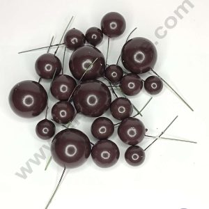 CAKE DECOR™ Dark Coffee Brown Color Faux Balls Topper For Cake and Cupcake Decoration - 20 pcs Pack ( SB-DCBrown-20 )