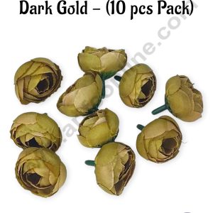 CAKE DECORβ’ Small Peony Artificial Flower For Cake Decoration β Dark Gold ( 10 pc pack )