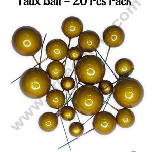 CAKE DECOR™ Pearl Finish Dark Mustard Faux Balls Topper For Cake and Cupcake Decoration - (20 Pcs Pack)