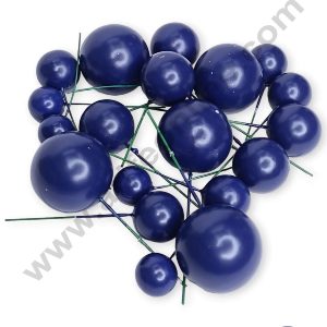 CAKE DECOR™ Dark Navy Blue Faux Balls Topper For Cake and Cupcake Decoration - ( 20 pcs Pack )