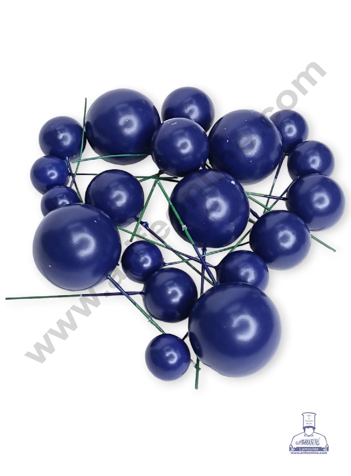 CAKE DECORβ’ Dark Navy Blue Faux Balls Topper For Cake and Cupcake Decoration - ( 20 pcs Pack )