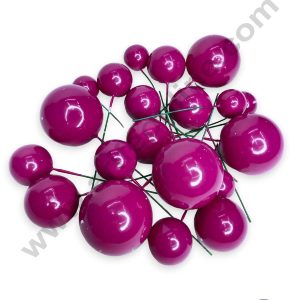 CAKE DECOR™ Dark Pink Faux Balls Topper For Cake and Cupcake Decoration - ( 20 pcs Pack )