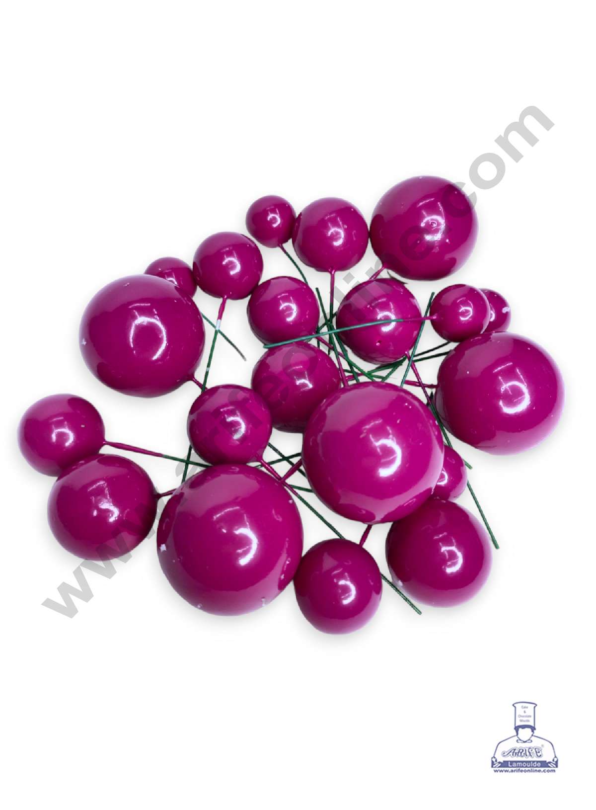 CAKE DECORβ’ Dark Pink Faux Balls Topper For Cake and Cupcake Decoration - ( 20 pcs Pack )