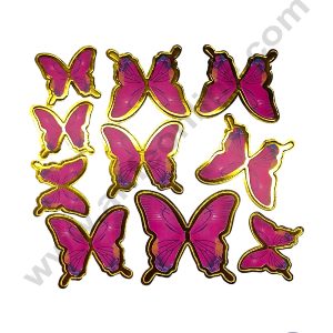 CAKE DECORβ’ 10 pcs Dark Pink Butterfly Paper Topper For Cake And Cupcake