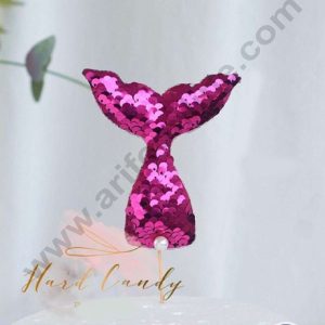 CAKE DECOR™ Dark Pink Sequin Mermaid Tail Cake Topper Cake Decoration (SB-SMT-DPink)