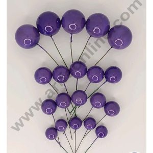 CAKE DECOR™ Dark Purple Faux Balls Topper For Cake and Cupcake Decoration - ( 20 pcs Pack )