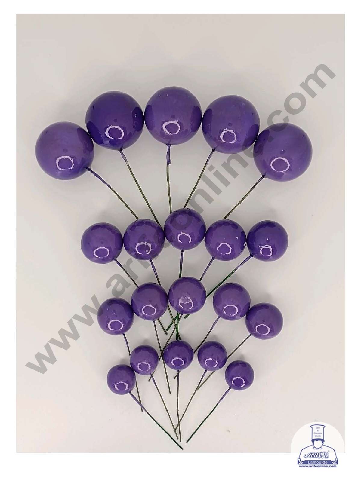 CAKE DECOR™ Dark Purple Faux Balls Topper For Cake and Cupcake Decoration - ( 20 pcs Pack )