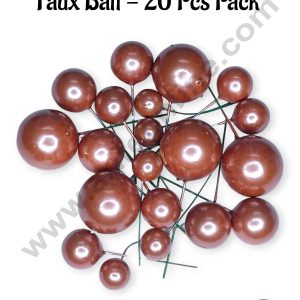 CAKE DECOR™ Pearl Finish Dark Rose Gold Faux Balls Topper For Cake and Cupcake Decoration - (20 Pcs Pack)