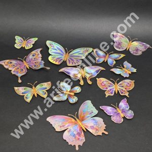 Holographic Golden 3D Magnetic Butterfly Cake Toppers | Hamper Decor – Set of 12 (Design 4 ) - CAKE DECOR™