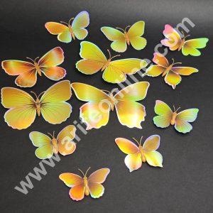 Holographic Golden 3D Magnetic Butterfly Cake Toppers | Hamper Decor – Set of 12 (Design 2) - CAKE DECOR™
