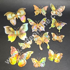 Holographic Golden 3D Magnetic Butterfly Cake Toppers  | Hamper Decor – Set of 12 (Design 3) - CAKE DECOR™