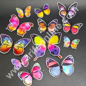 Holographic Multicolor 3D Magnetic Butterfly Cake Toppers |  Hamper Decor – Set of 12 (Design 8 ) - CAKE DECOR™