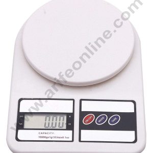 Cake Decor Electronic Kitchen Digital Weighing Scale, Multipurpose (White, 10 Kg Round)
