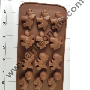 Cake Decor Silicon 15 Cavity Dinasour Design Brown Chocolate Mould, Ice Mould, Chocolate Decorating Mould