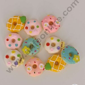 CAKE DECOR™ Mini Donuts Resin Charms For Cake & Cupcake Decoration Toppers - Assorted ( 10 Pcs Pack )