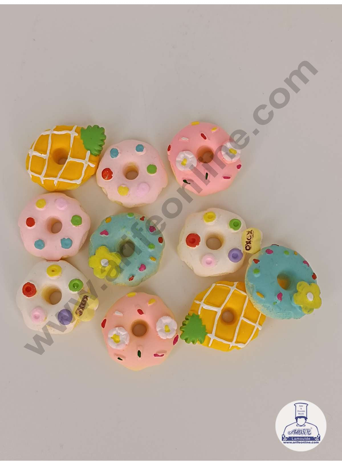 CAKE DECORβ’ Mini Donuts Resin Charms For Cake & Cupcake Decoration Toppers - Assorted ( 10 Pcs Pack )
