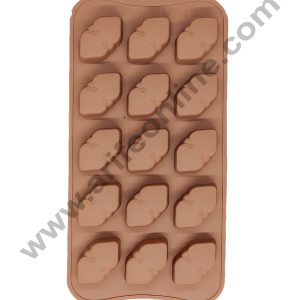 Cake Decor Silicon 15 Cavity Double Heart Valentine Design Brown Chocolate Mould, Ice Mould