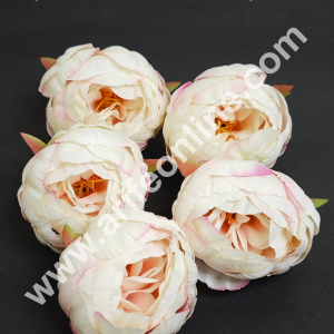CAKE DECOR™ Large Rose Artificial Flower For Cake Decoration - Light Cream ( 5 pc pack )